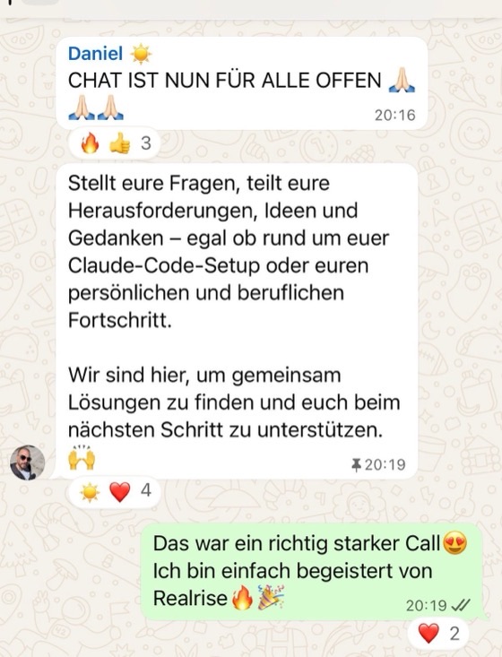 RealRise Inner Circle auf WhatsApp — Reginas Feedback nach dem Call